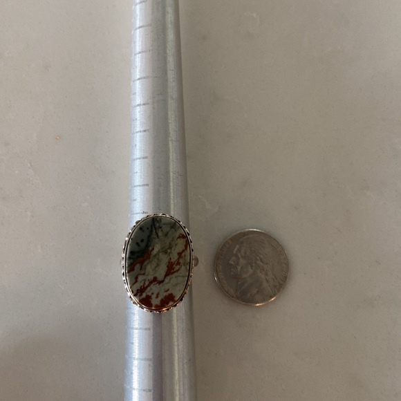 Sterling Silver and Jasper stone ring. Size 7 - Picture 6 of 6